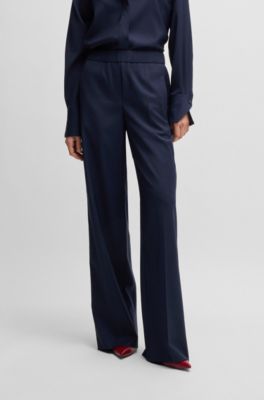 Relaxed-fit trousers in wool, Dark Blue