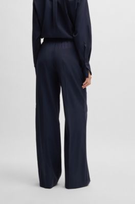 Relaxed-fit trousers in wool, Dark Blue