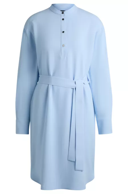 Belted dress with snap placket
