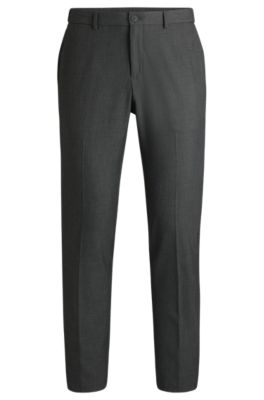 Slim-fit washable trousers in micro-patterned stretch fabric, Grey