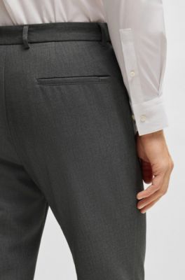 Slim-fit washable trousers in micro-patterned stretch fabric, Grey