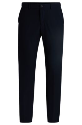 Slim-fit washable trousers in micro-patterned stretch fabric, Dark Blue