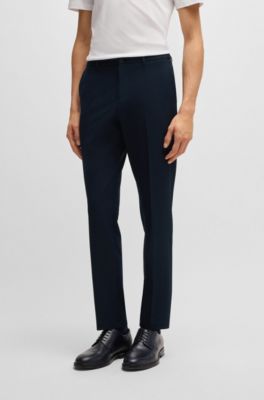 Slim-fit washable trousers in micro-patterned stretch fabric, Dark Blue