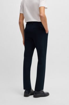 Slim-fit washable trousers in micro-patterned stretch fabric, Dark Blue