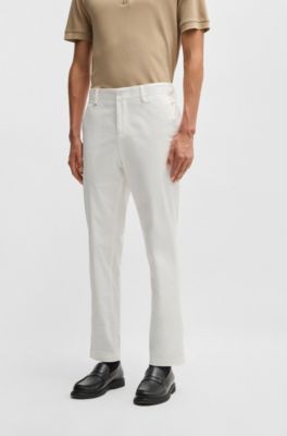 Slim-fit trousers in washable stretch cotton, White
