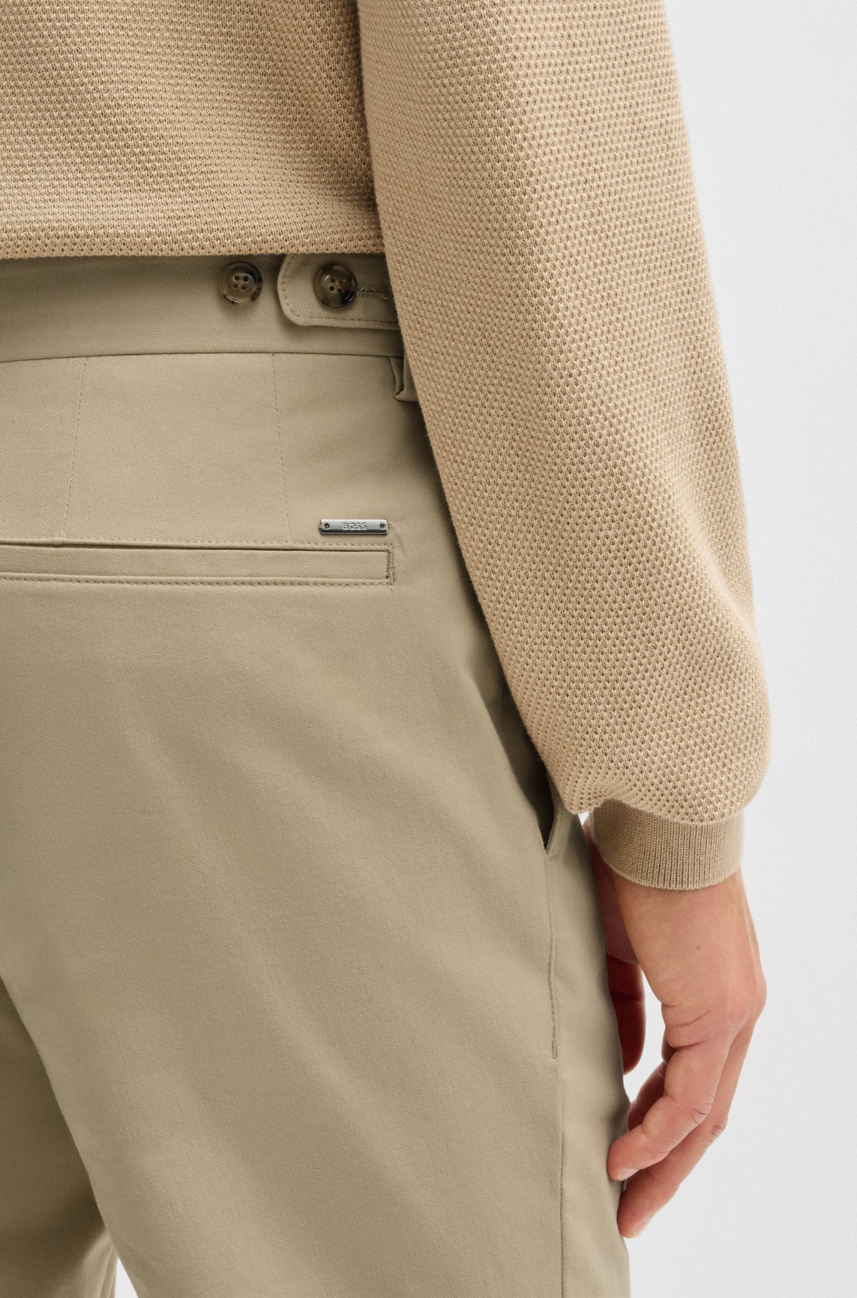 BOSS - Slim-fit trousers in washable stretch cotton - Light BOSS - Slim-fit trousers in washable stretch cotton - Light