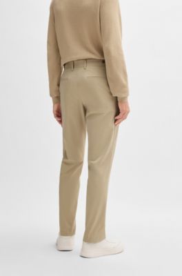 Slim-fit trousers in washable stretch cotton, Light Beige