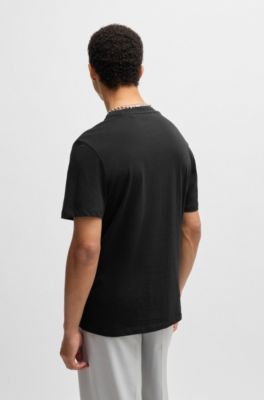 T-shirt en jersey de coton avec logo imprim&eacute;, Noir
