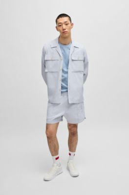 Shorts with vertical stripe, Light Blue