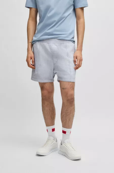 Shorts with vertical stripe