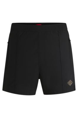 Shorts de popel&iacute;n con logo estampado, Negro