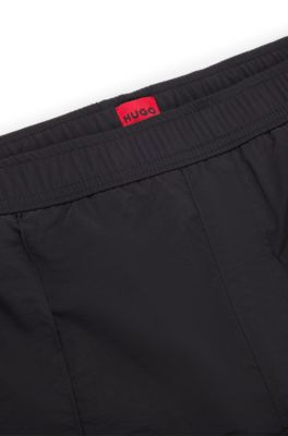 Shorts de popel&iacute;n con logo estampado, Negro