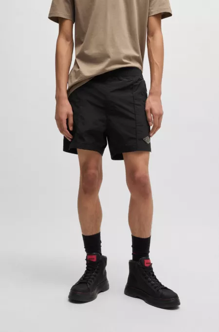 Poplin shorts with logo print