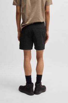 Shorts de popel&iacute;n con logo estampado, Negro