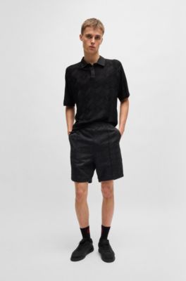 Relaxed-fit shorts with geometric logos, Black