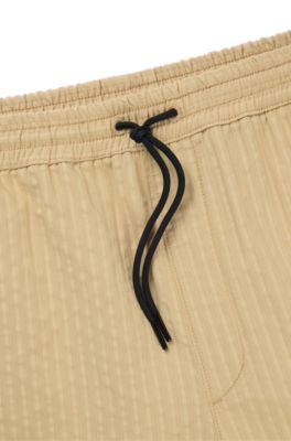 Relaxed-fit shorts in cotton seersucker, Light Beige