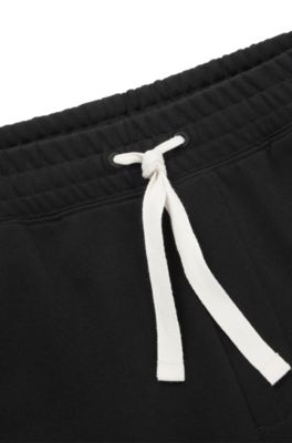 Cotton-terry shorts with contrast logo, Black