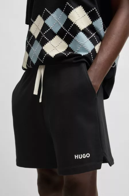 Cotton-terry shorts with contrast logo