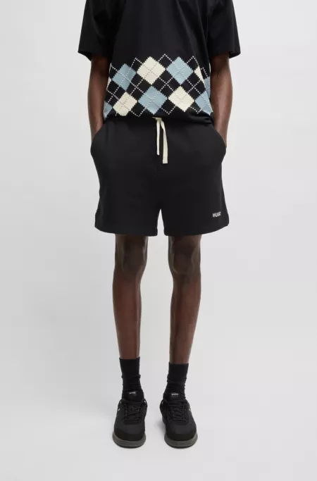 Cotton-terry shorts with contrast logo