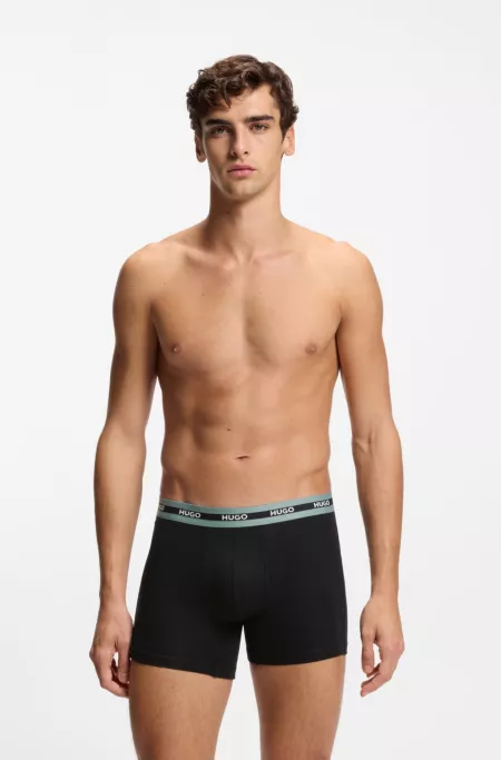 Three-pack of branded boxer briefs in stretch cotton