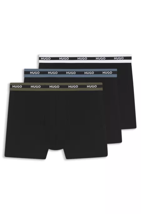 Three-pack of branded boxer briefs in stretch cotton
