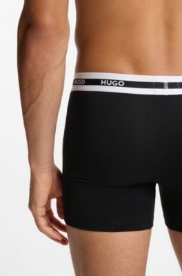 Lot de trois cale&ccedil;ons de marque en coton stretch, Noir