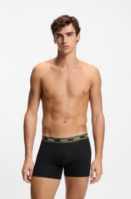 Lot de trois cale&ccedil;ons de marque en coton stretch, Noir