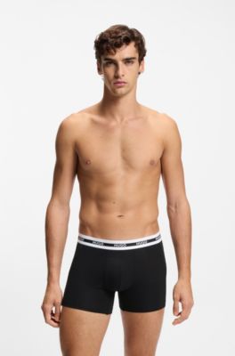 Three-pack of branded boxer briefs in stretch cotton, Black