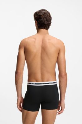 Three-pack of branded boxer briefs in stretch cotton, Black