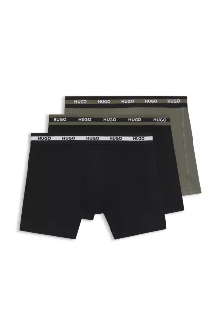 Three-pack of branded boxer briefs in stretch cotton
