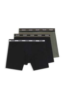 Three-pack of branded boxer briefs in stretch cotton, Patterned