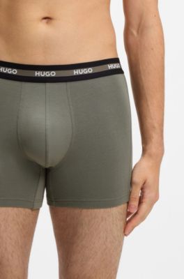 Paquete de tres calzoncillos b&oacute;xer de algod&oacute;n el&aacute;stico con detalle de la marca, Fantas&iacute;a