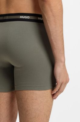 Paquete de tres calzoncillos b&oacute;xer de algod&oacute;n el&aacute;stico con detalle de la marca, Fantas&iacute;a