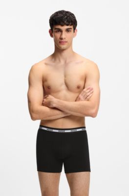 Three-pack of branded boxer briefs in stretch cotton, Patterned
