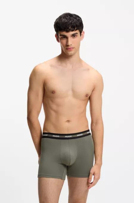 Three-pack of branded boxer briefs in stretch cotton