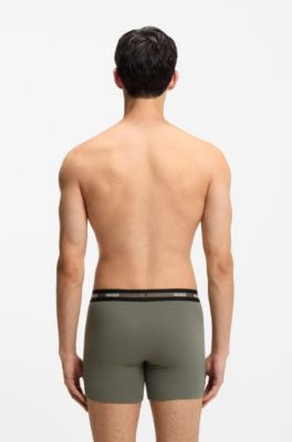 Three-pack of branded boxer briefs in stretch cotton, Patterned