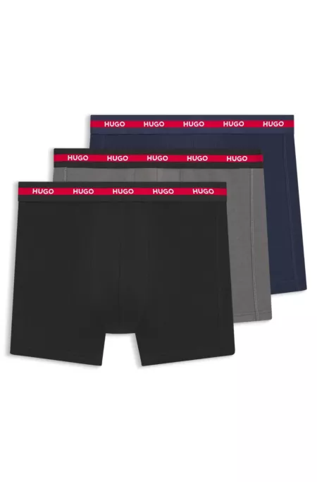 Three-pack of branded boxer briefs in stretch cotton