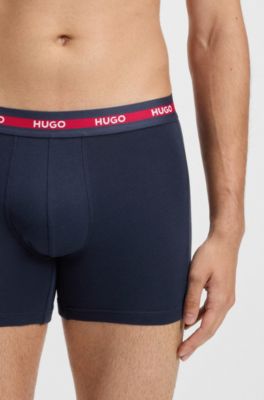 Three-pack of branded boxer briefs in stretch cotton, Patterned