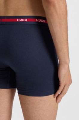 Three-pack of branded boxer briefs in stretch cotton, Patterned