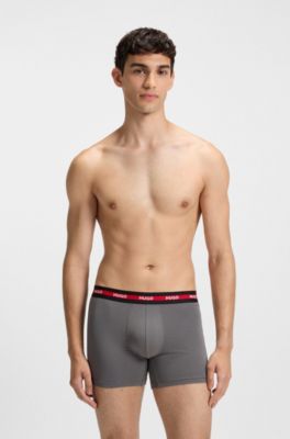 Three-pack of branded boxer briefs in stretch cotton, Patterned