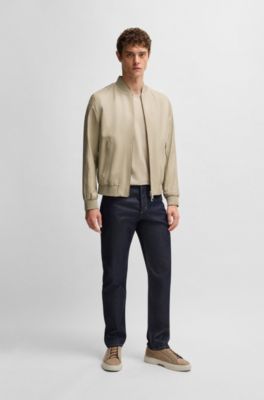 Chaqueta BOSS x ASTON MARTIN de piel de napa con detalles calados, Beige claro