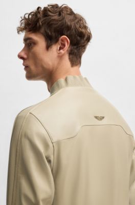 BOSS - BOSS x ASTON MARTIN nappa-leather jacket with perforated