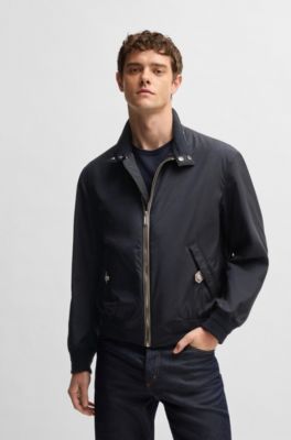 BOSS x ASTON MARTIN water-repellent bomber jacket with nubuck trims, Dark Blue