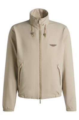 BOSS x ASTON MARTIN water-repellent jacket with laser-cut details, Light Beige