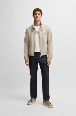 BOSS x ASTON MARTIN water-repellent jacket with laser-cut details, Light Beige