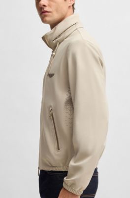 BOSS x ASTON MARTIN water-repellent jacket with laser-cut details, Light Beige
