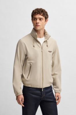BOSS x ASTON MARTIN water-repellent jacket with laser-cut details, Light Beige