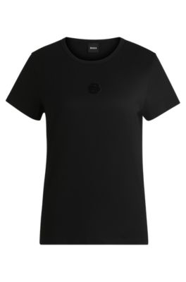 Mercerized-cotton T-shirt with Double B monogram, Black