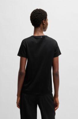 Mercerized-cotton T-shirt with Double B monogram, Black