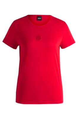 Mercerized-cotton T-shirt with Double B monogram, Red